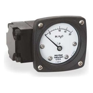 Midwest Instrument 142 AA 00 OO 20H Differential Pressure Gauge, 0   20 In WC