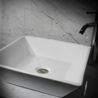 16 Inch Square White Vitreous China Vessel Vanity Sink Today $112.99
