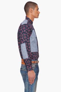 Junya Watanabe Navy Floral Button Down  for men