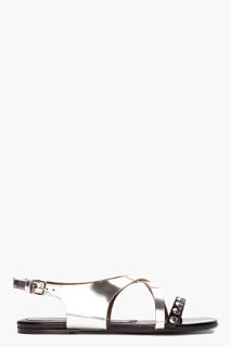 Marni Silver And Studded Flat Sandals for women