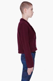 Diesel Burgundy Cropped Wool Peacoat for women