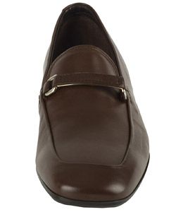 Prada Mens Brown Leather Logo Strap Loafers
