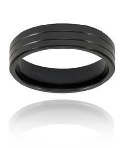 Titanium Black plated Grooved Polished Ring