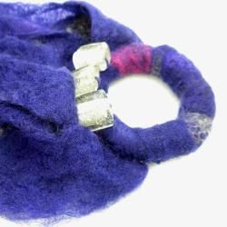 Merino Wool Purple Beaded Ring Felt Scarf (Chile)