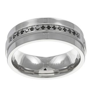 Stainless Steel Mens 1/6ct TDW Black Diamond Band Today $71.99
