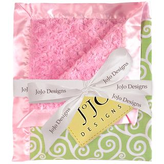 Sweet JoJo Designs Olivia Pink and Green Minky Swirl Baby Blanket