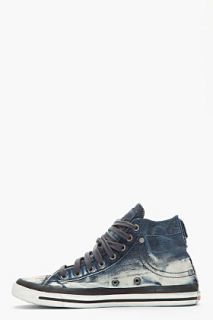 Diesel Indigo Distressed Denim Exposure I Sneakers for men