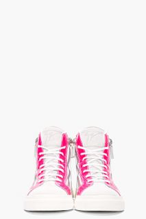 Giuseppe Zanotti Grey And Neon Pink London Sneakers for women