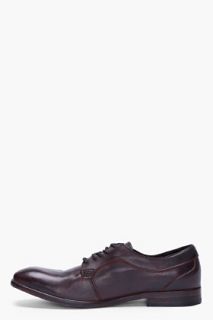 H By Hudson Dark Brown Leather Goold Shoes for men