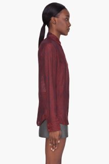 T By Alexander Wang Burgundy Embroidered Jacquard Blouse for women