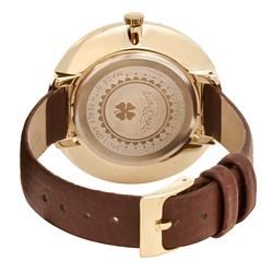 Lucky Brand Womens Brown Pebble Grain Strap Goldtone Watch