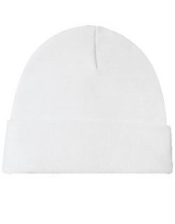 New White Acrylic Knit Winter Beanie Toque Hat Clothing