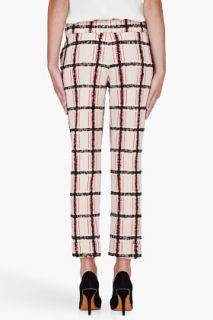 Chloe Beige Mohair Trim Check Pants for women