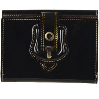 Fendi Vernice Black Patent Leather French Wallet