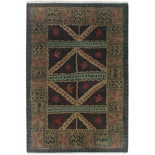 Nepalese Hand knotted Chocolate Sundial Wool Rug (3 x 5) Today $598