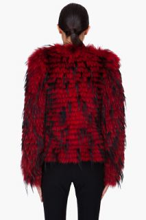 Balmain Red Raccoon Fur Jacket for women