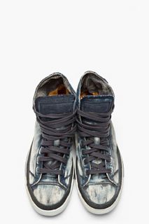 Diesel Indigo Distressed Denim Exposure I Sneakers for men