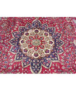 Iranian Tabriz Hand knotted Red/Navy Rug (911 x 133)
