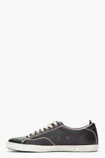 Diesel Black Leather Under Pressure Studded Sneakers for men