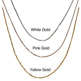 Fremada 10k Pink, White or Yellow Gold Box Chain (18 inch)