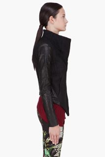 Helmut Lang Black Leather Paneled Blitz Jacket for women