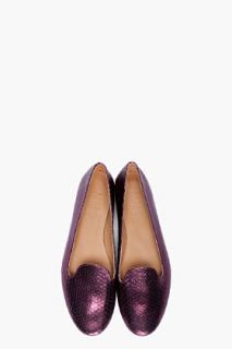 MM6 Maison Martin Margiela Metallic Purple Python Loafers for women