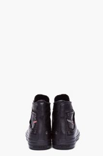 Diesel Black Leather Exposure Sneakers for men