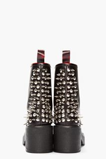 Jeffrey Campbell Black Leather 8th Street Spiked Red Toe Boots for women