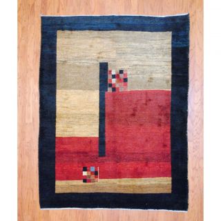 Persian Hand knotted Gabbeh Red/ Blue Wool Rug (510 x 77) Was $699