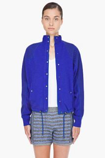 T By Alexander Wang Blue Batwing Mesh trimmed Sweater for women