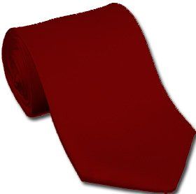 Solid burgundy polyester tie Clothing