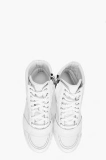 Balmain White Zippered Basketball Sneakers for men