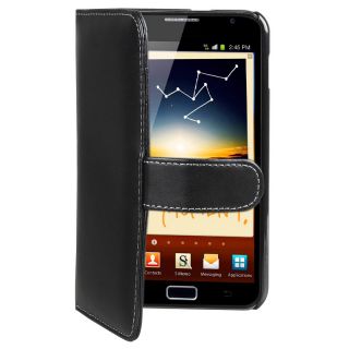Black Leather Card Wallet Case for Samsung Galaxy Note N7000