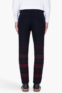 Lanvin Midnight Blue Wool Plaid Trousers for men