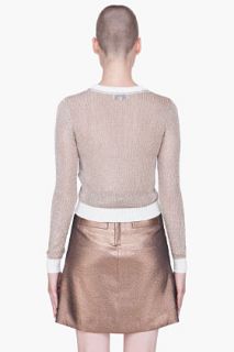 Opening Ceremony Taupe Silk Trim Lurex Sweater for women