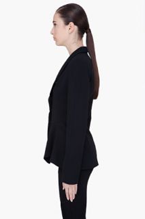 Mugler Black Crepe Drape Peplum Jacket  for women