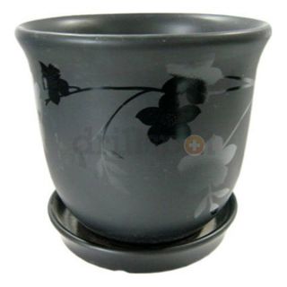 New England Pottery 100019123 8.25" Black Rose Pot, Pack of 4