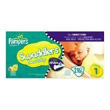 Pampers Dry Max 216 Ct Swaddlers Diaper Value Box   Size 1