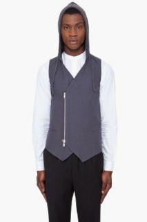 KRISVANASSCHE Grey Hooded Waist Coat for men