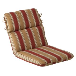 Pillow Perfect Outdoor Red/ Gold Striped Round Chair Cushion