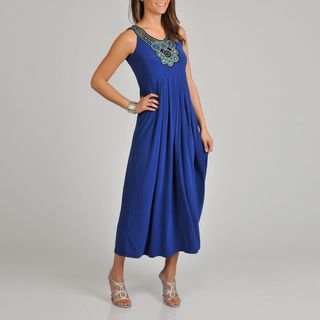 Lennie for Nina Leonard Womens Blue Beaded Dress
