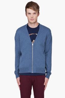 Paul Smith Jeans Blue Knitted Zip Cardigan for men