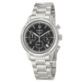 Seiko Mens Chronograph Stainless Steel Military Time Watch