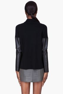 Alexander Wang Black Wool Leather Sleeve Turtleneck for women
