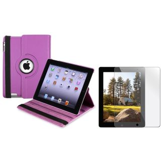 Purple Swivel Case/ Screen Protector for Apple iPad 3