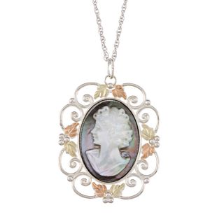 Black Hills Gold over Silver Mother of Pearl Cameo Necklace Today $74