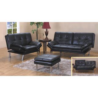 Brown Bonded Leather Sofa Bed and Loveseat Set