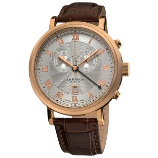 Akribos XXIV Mens Leather Strap Swiss Collection Chronograph Watch