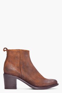 Diesel Brown Leather Pink Booties for women