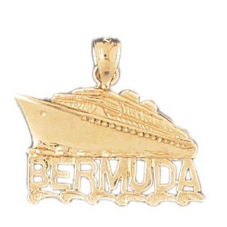 14K Yellow Gold Bermuda Cruise Ship Pendant Jewelry